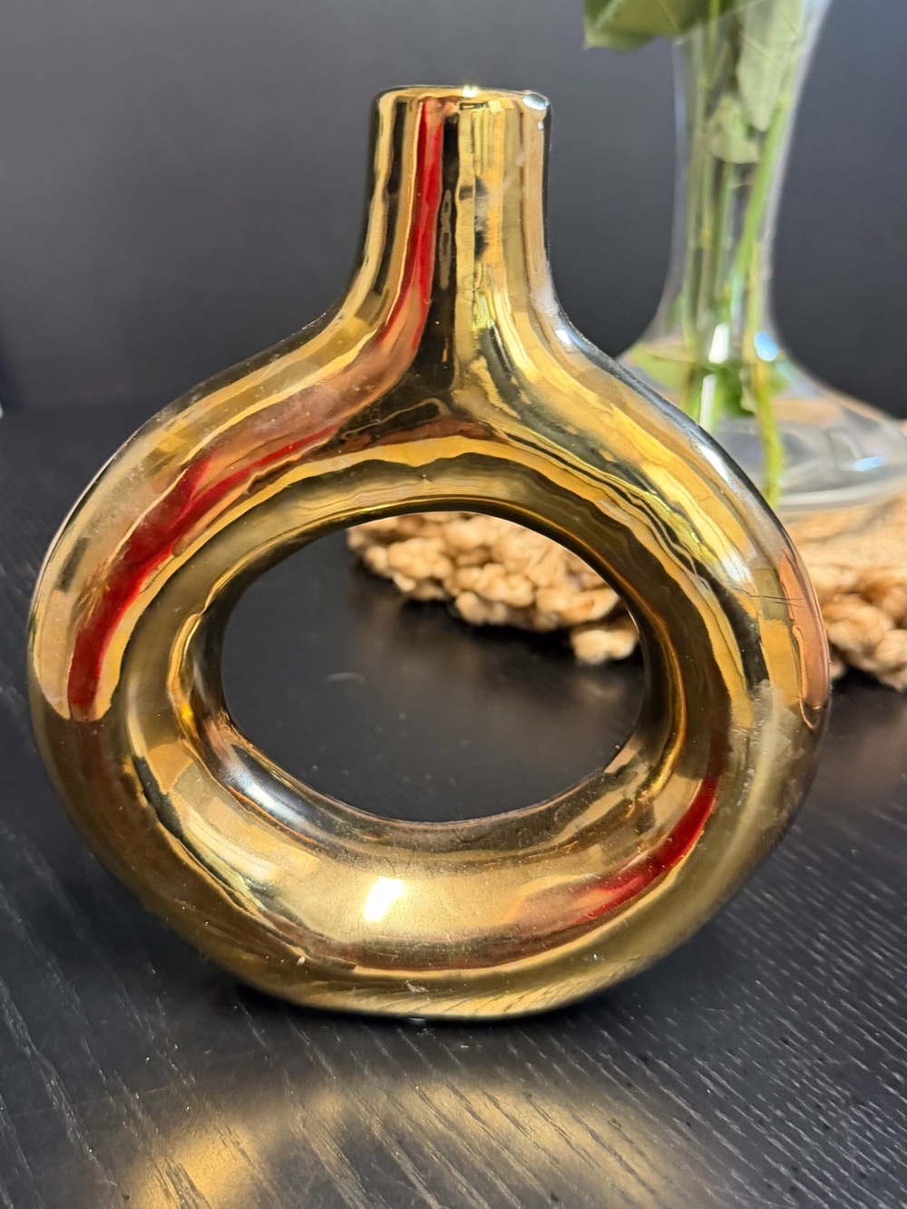Gold Circular Ceramic Vase